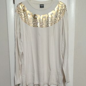 Crooks & Castles Cream Long Sleeve Top with Gold Design